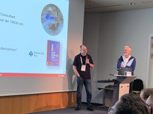 The Battle:
PostgreSQL vs. Oracle
Markus Flechtner vs. Markus Pachaly-Mischke.
Moderator: Johannes Ahrends